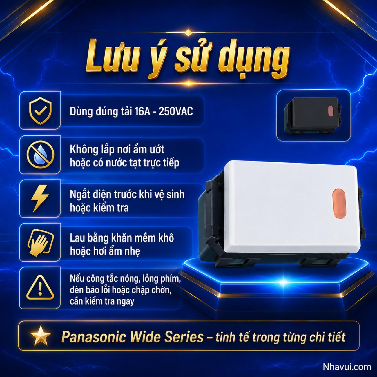 Công tắc B 1 chiều có đèn báo khi OFF Panasonic Wide Series